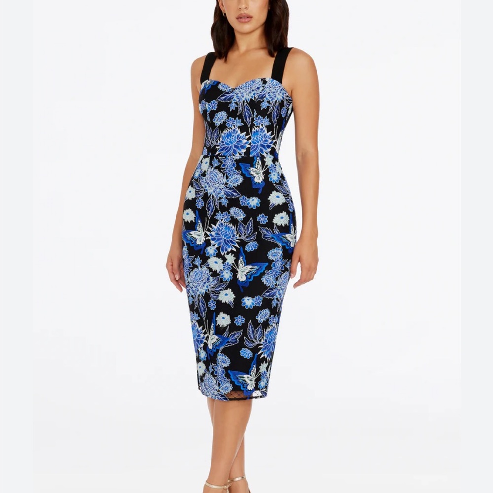 Dress the Population Midnight Floral Midi Dress